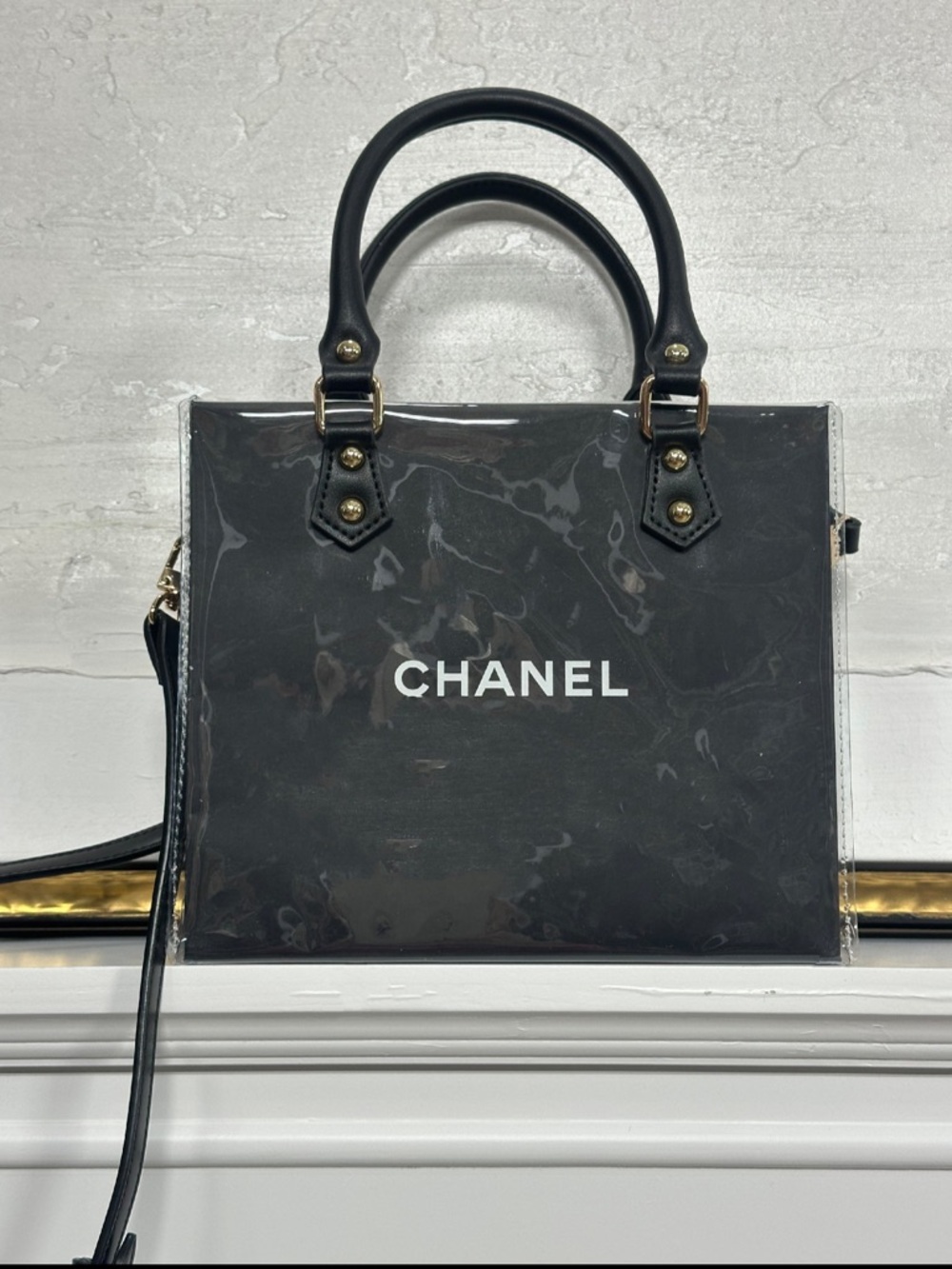 New! Authentic Chanel shopping bag repurposed to purse w crossbody strap